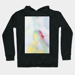 Dreamy Portrait of Pretty Blonde Through Colorful Veil Hoodie